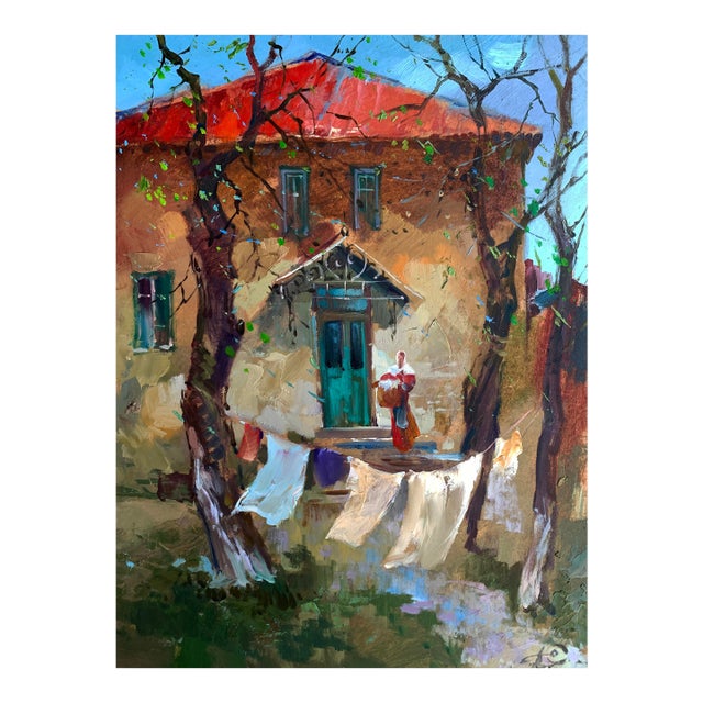 Oil Painting a Light Breeze in the Yard Yuriy Suprunchuk For Sale