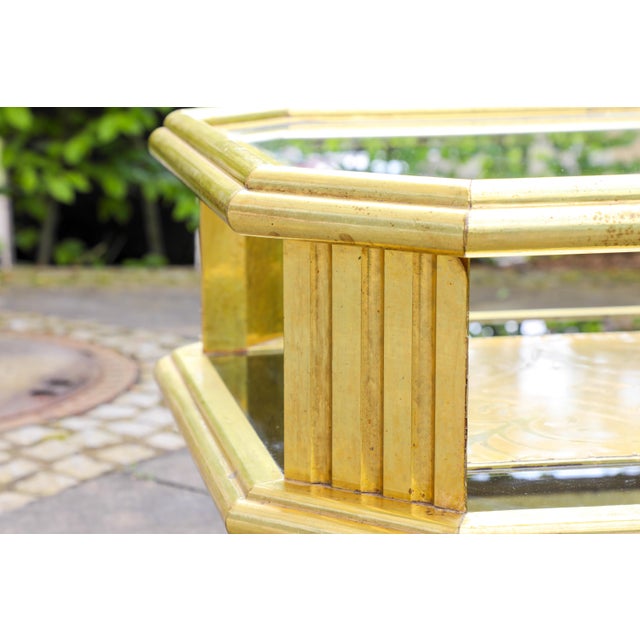 Vintage Octagonal Brass Coffee Table by Rodolfo Dubarry, 1970s For Sale - Image 14 of 17