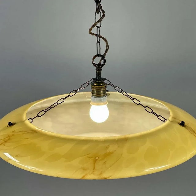 Marbled Opaline and Burnished Brass Pendant, Germany, 1930s For Sale - Image 10 of 17