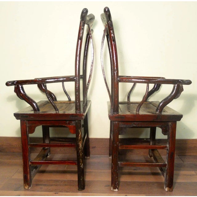Pair of Antique Chinese Ming High Back Armchairs, Circa 1800-1849 For Sale - Image 11 of 12