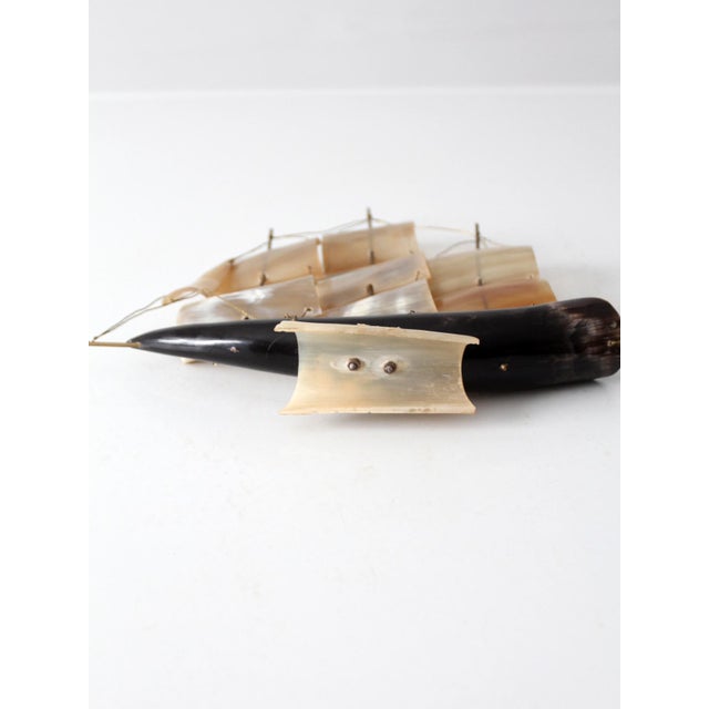 Cream Mid-Century Italian Genuine Horn Ship Model For Sale - Image 8 of 13