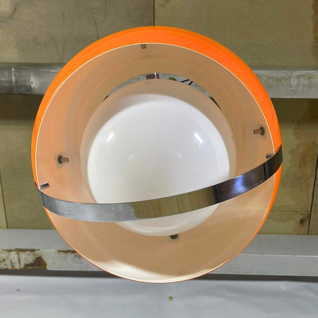 Space Age FHD00480-1 Spherical Orange Chandelier with Chrome Accents, 1970s For Sale - Image 12 of 18