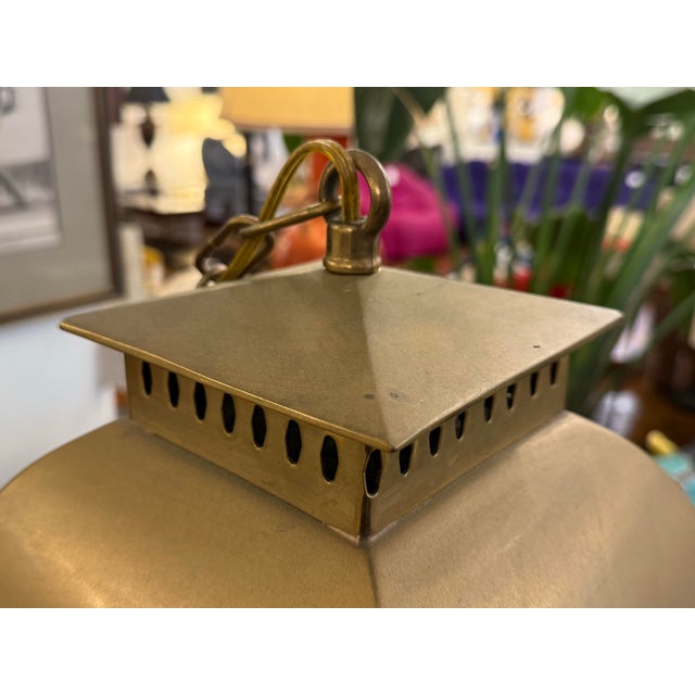 The Federalist Brass Four Bulb Hanging Lantern For Sale In San Francisco - Image 6 of 12