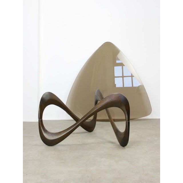Italian Organic Snake Wooden and Smoked Glass Coffee Table, 1960s For Sale - Image 18 of 18