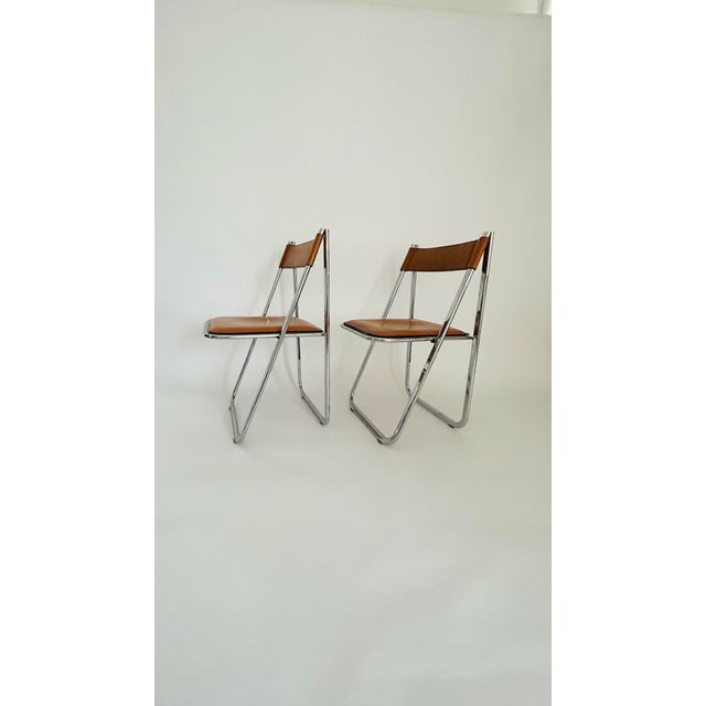Tamara Folding Chairs in Tan Leather from Arrben, Italy, 1970, Set of 2 For Sale - Image 12 of 16