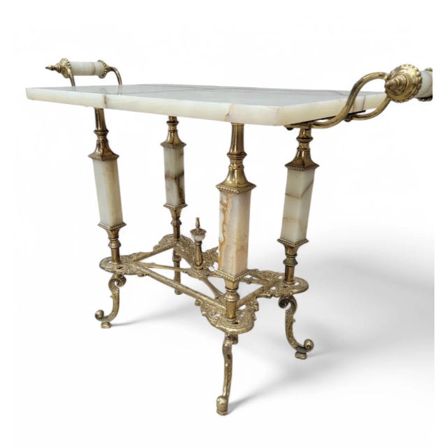 Metal Antique Oscar Bach Ornate Bronze and Onyx Table Set - Set of 2 For Sale - Image 7 of 8