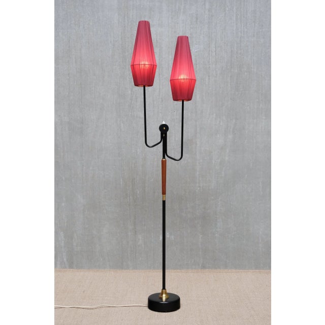Swedish Modern Floor Lamp in Metal and Brass with Teak, 1950 For Sale - Image 10 of 13