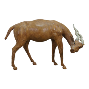 1960s Artisan Italian Leather Antelope Gazelle Blackbuck Figurine Statue 14"