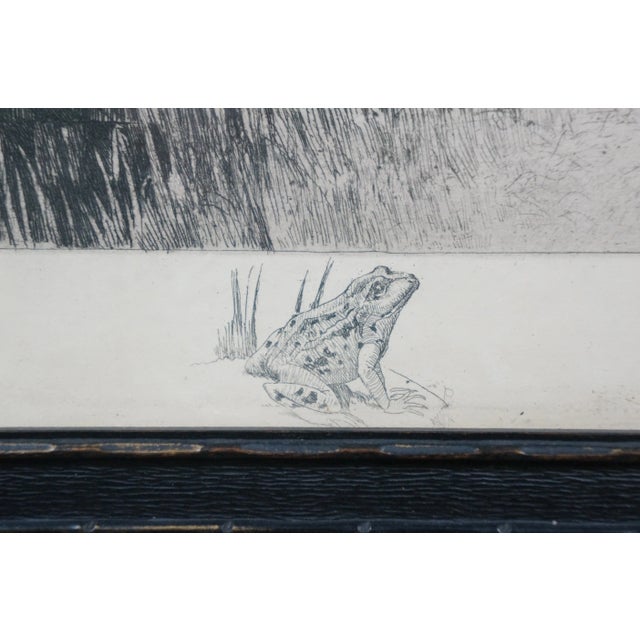 Black Antique John Octavius Anderson Signed Riverscape With Dock Etching 28" For Sale - Image 8 of 12