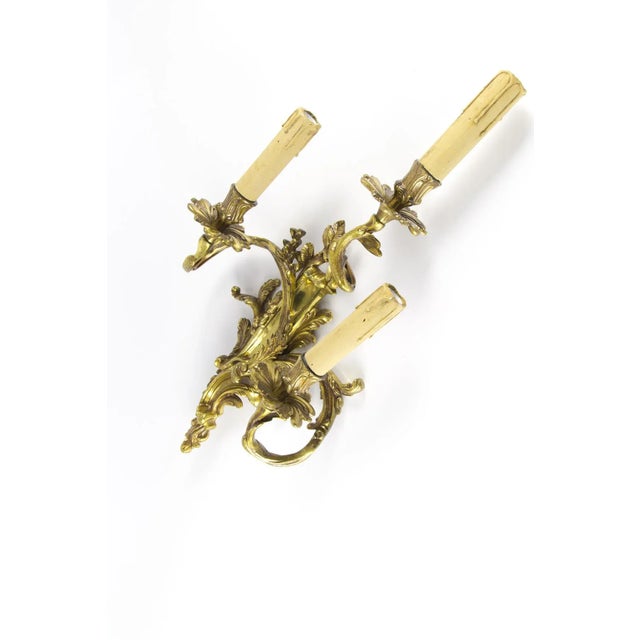 French Gilt Bronze 3-Light Sconce, 1920s For Sale - Image 14 of 18