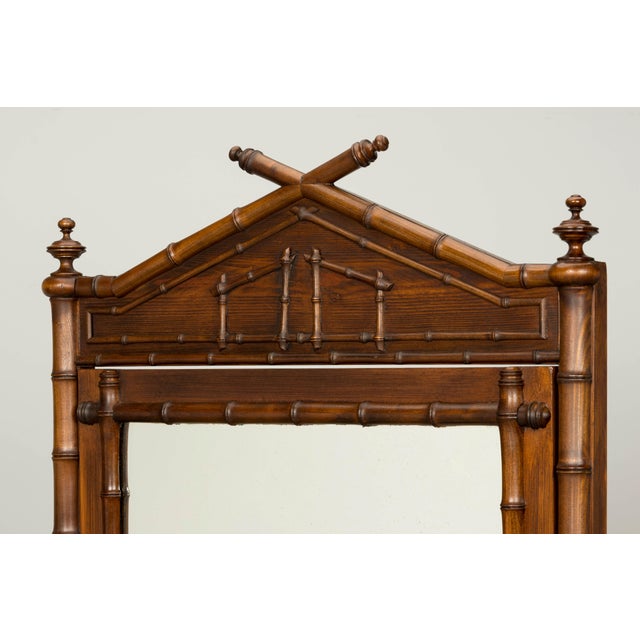 19th Century French Napoleon III Bamboo Dresser With Carrara Marble and Mirror For Sale - Image 9 of 18