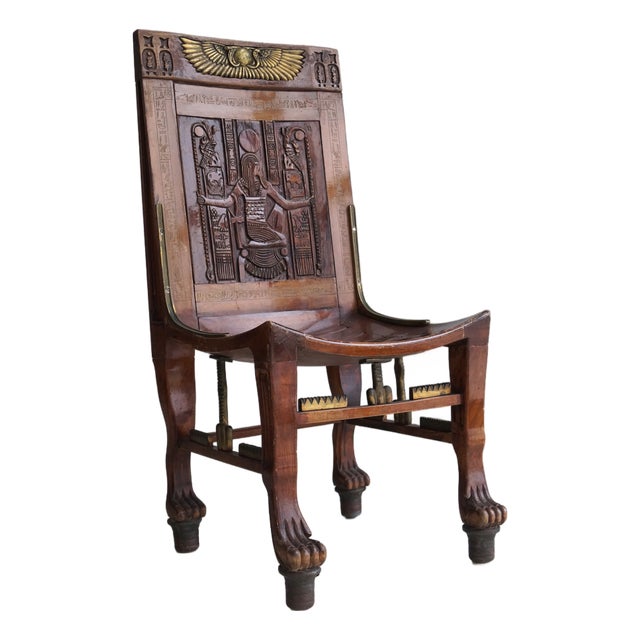 Vintage Egyptian Revival Chair in the style of Tutankhamun's Tomb Chair, 1955 For Sale