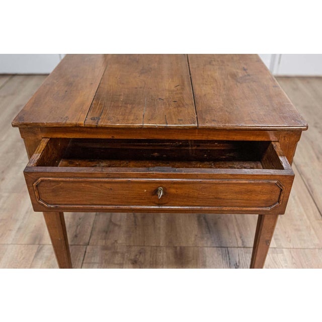 French French 19th Century Walnut Desk with Carved Apron and Lateral Drawer For Sale - Image 3 of 12