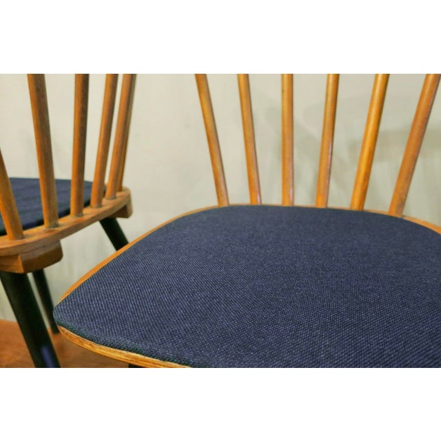 Mid-Century Dining Chairs with Splayed Legs and Navy Blue Seats, Set of 4 For Sale - Image 10 of 12