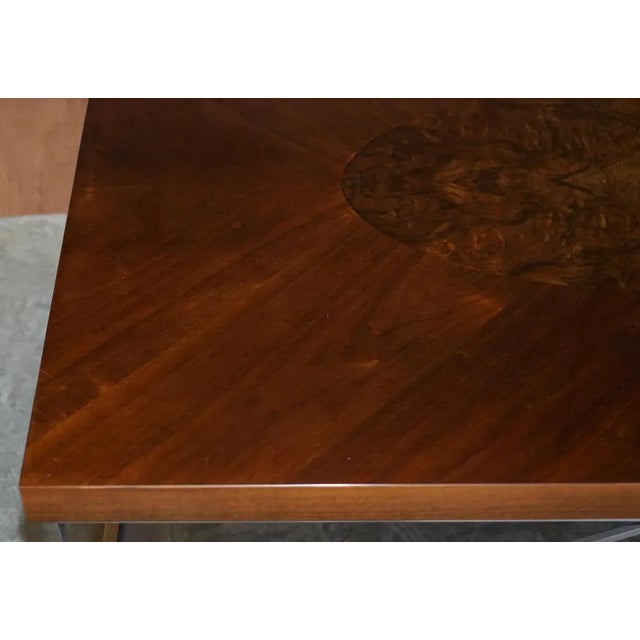 Italian Burr Walnut and Chrome Coffee Table For Sale - Image 9 of 13