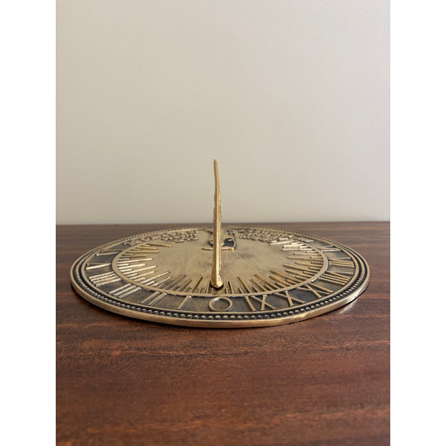 Late 20th Century Vintage English Country Brass Garden Sundial "Grow Old Along With Me" For Sale - Image 5 of 7