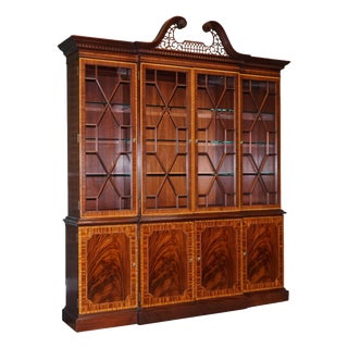 Large Georgian Style Mahogany Breakfront Bookcase For Sale