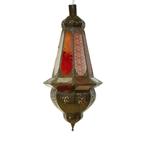 Red & White Moroccan Glass Lantern