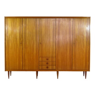 Large Mid-Century Modern Five-Door Wardrobe in Teak, 1960s For Sale