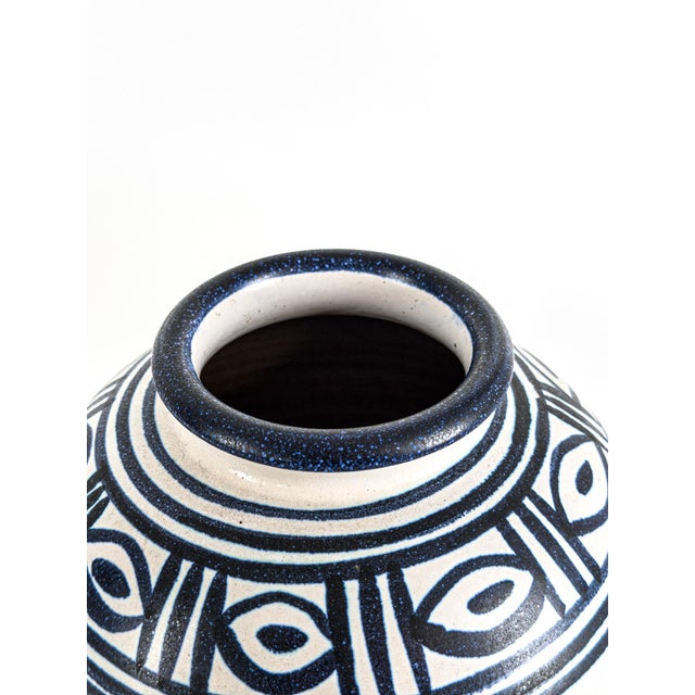 Ceramic Large Ceramic Vase with Stylized Animal Motifs by Mette Doller for Höganäs, Sweden, 1960s For Sale - Image 7 of 8