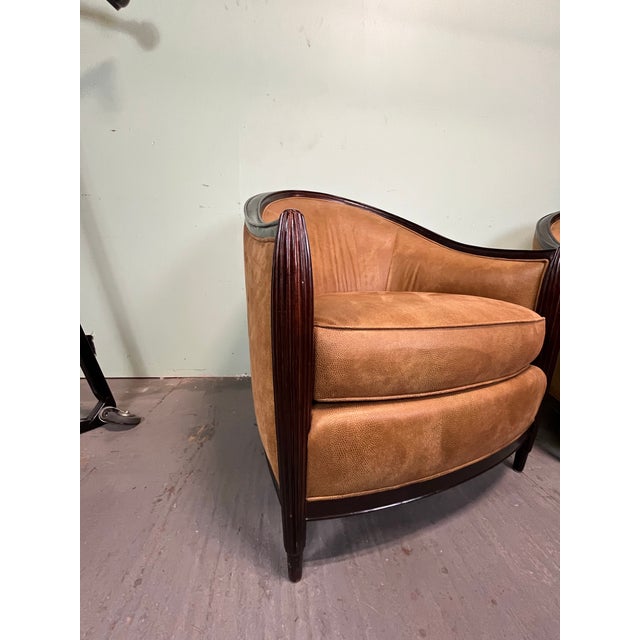 Thomasville Vintage Shagreen Deco Club Chairs For Sale - Image 4 of 10