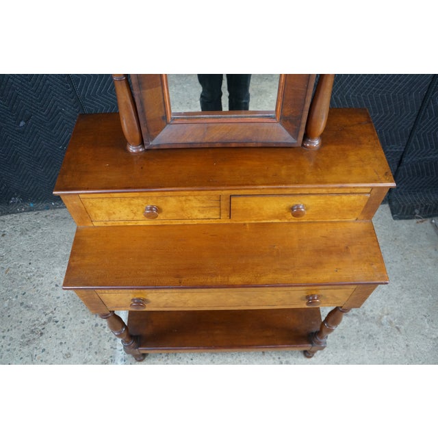 Brown Antique Victorian Plum Pudding Mahogany Washstand Vanity W Mirror 62" For Sale - Image 8 of 18