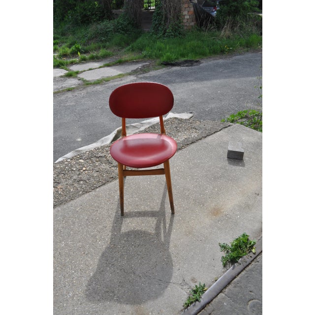 Wood Hungarian Red Leatherette Desk Chair, 1960s For Sale - Image 7 of 7