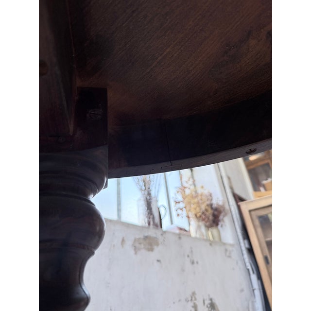 Round Walnut Table with Turned Legs, 1900s For Sale - Image 10 of 18