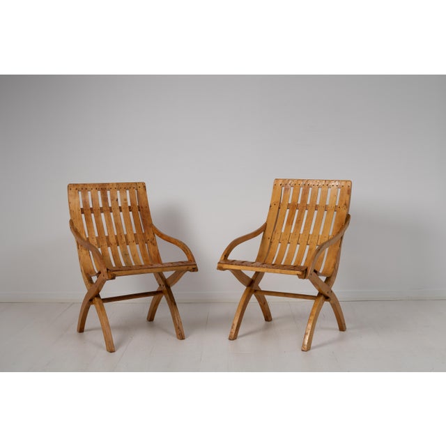Set of 20th Century Swedish Grace Bare Wood Armchairs For Sale - Image 3 of 12