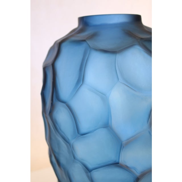 Modern Blue Glass Vase For Sale - Image 3 of 3