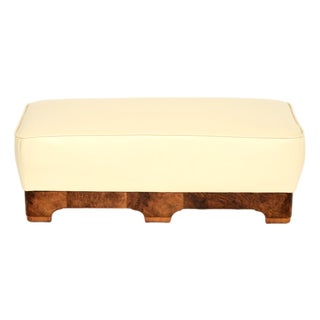 Art Deco Burr Walnut and Leather Ottoman, 1930s For Sale