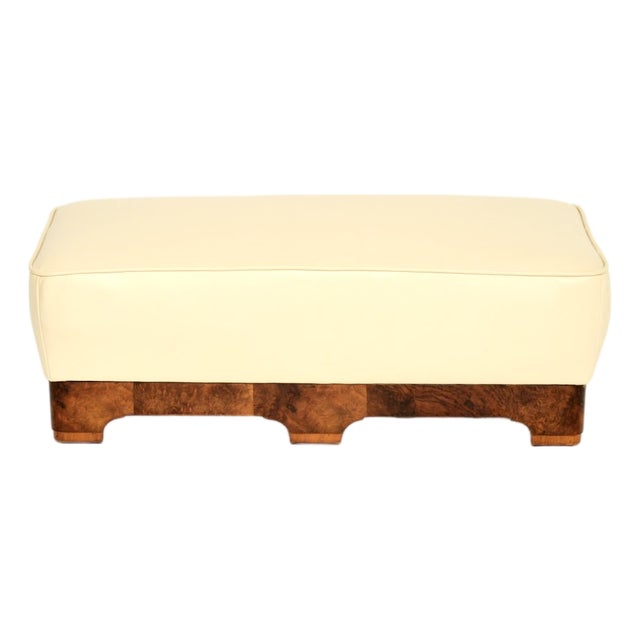 Art Deco Burr Walnut and Leather Ottoman, 1930s For Sale