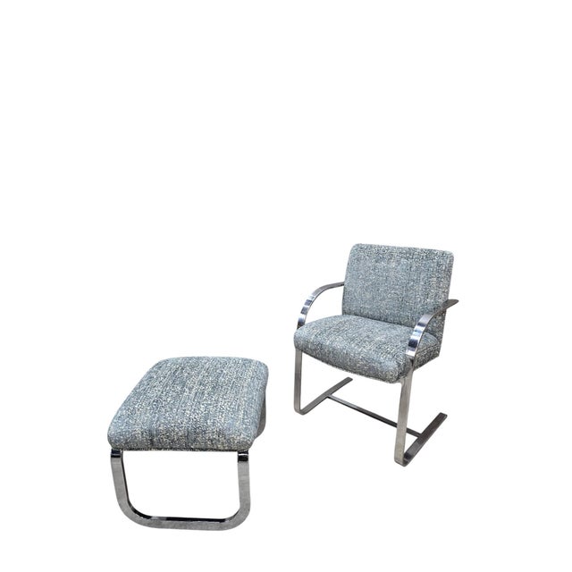 Mid Century Modern Milo Baughman Cantilever Chair & Ottoman For Sale In Chicago - Image 6 of 8