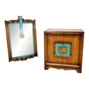 1940s Grosfeld House Cabinet & Matching Mirror - 2 Pieces