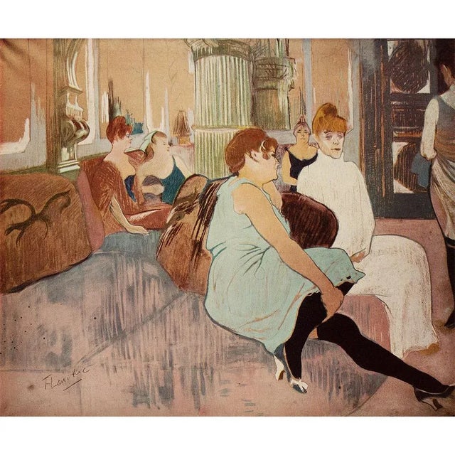 1950s After Toulouse-Lautrec "The Salon" Full Color Vintage Impressionist Print For Sale In Dallas - Image 6 of 8