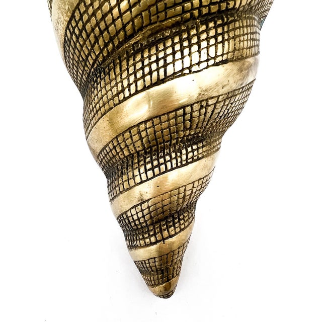 Vintage Oversized Brass Conch Shell Wall Pocket / Planter – Coastal / Hollywood Regency For Sale In Houston - Image 6 of 10