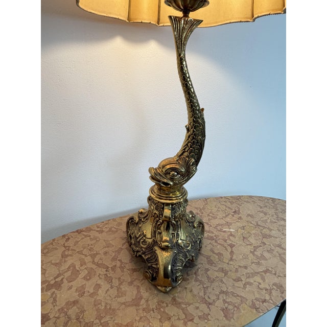 Large Rococo Revival Brass Table Lamp, 1950s For Sale - Image 11 of 17