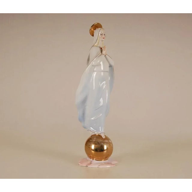Italian Ceramic Porcelain Figurine of Madonna by Giovanni Ronzan For Sale - Image 13 of 13