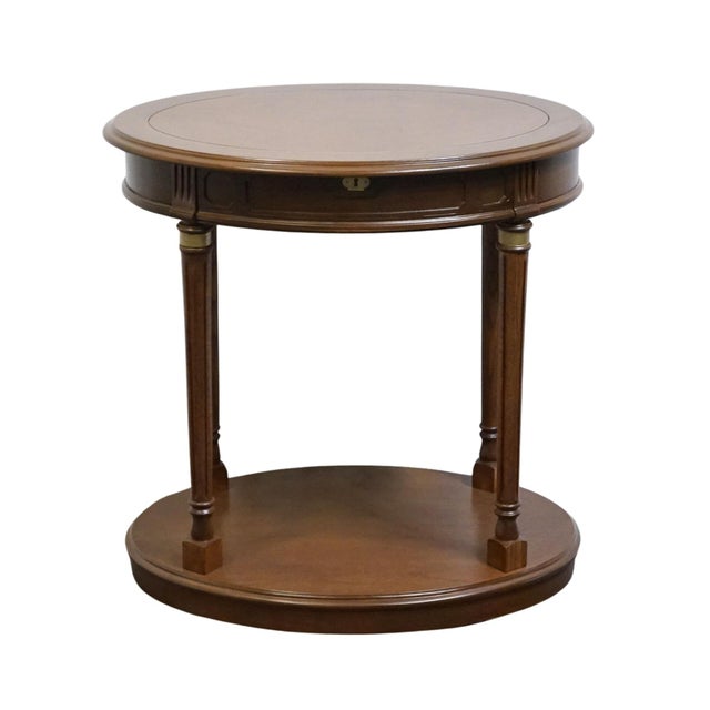 High End Vintage Banded Bookmatched Walnut Italian Neoclassical 29" Oval Accent End Table For Sale In Kansas City - Image 6 of 8