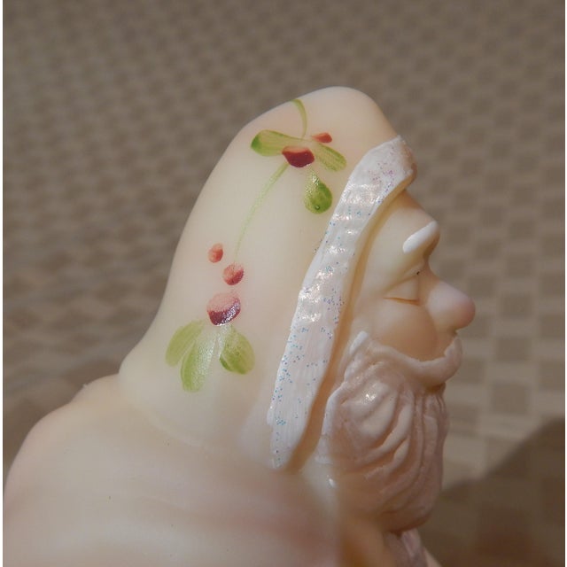 Ceramic Late 20th Century Fenton Art Glass Burmese Sculpture Santa Claus Figurine Serial #75 Hand Painted D. Fredrick For Sale - Image 7 of 15