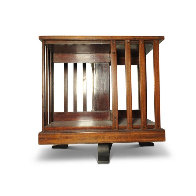 Wood Antique Victorian Revolving Tabletop Bookcase with in-Lay Flame Mahogany For Sale - Image 7 of 15