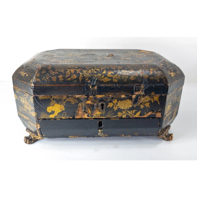 19th Century 19th Century Chinese or Japanese Chinoiserie Sewing Box For Sale - Image 5 of 11