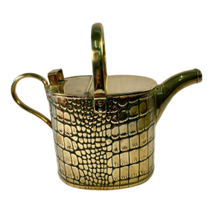Antique, English, Hot Water Can, Brass, Patterned