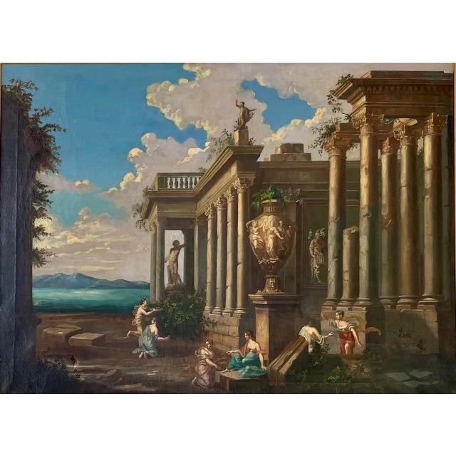 Architectural Capriccio of Roman Ancient Ruins With Figures. For Sale - Image 10 of 13