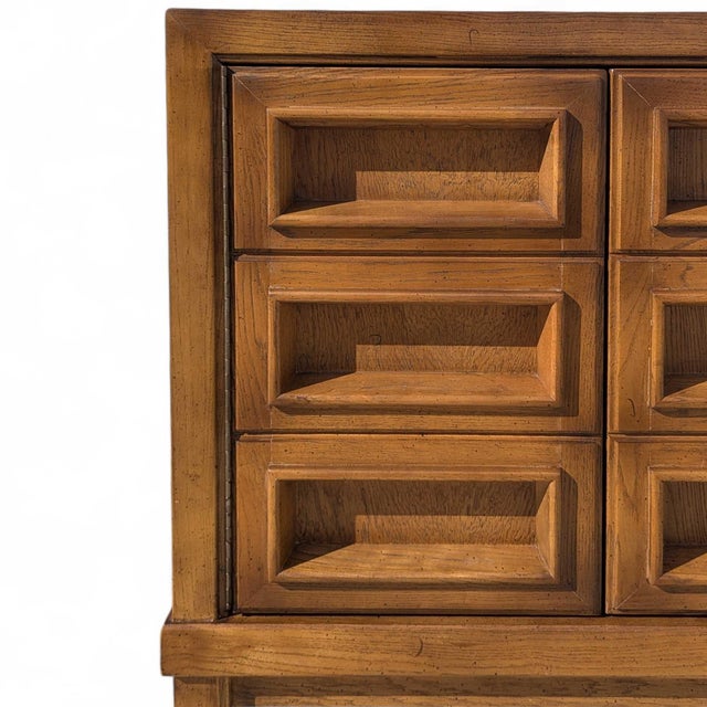 Pair of Mid-Century Modern Oak Nightstands With Paneled Drawer Fronts For Sale - Image 16 of 18