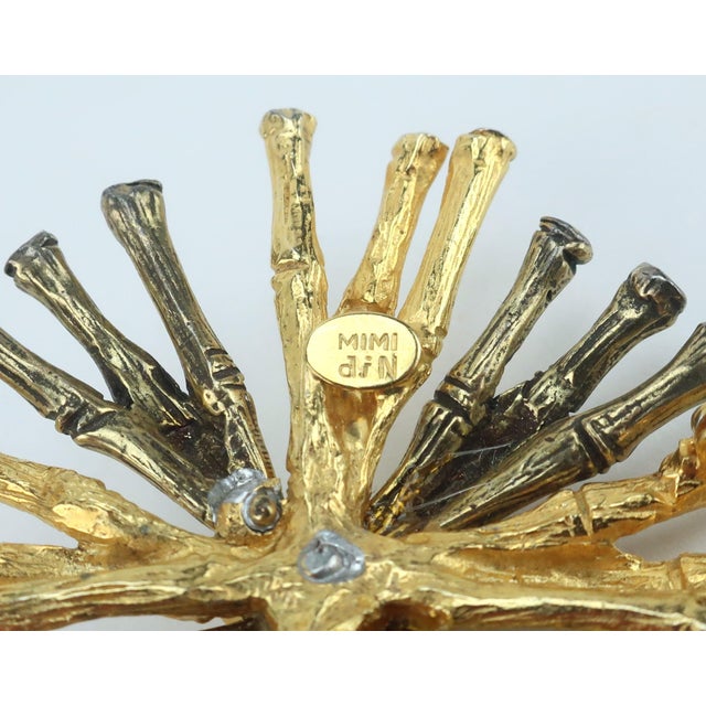 Metal Vintage Mimi Di N Bamboo Style Gold & Silver Tone Brooch For Sale - Image 7 of 9
