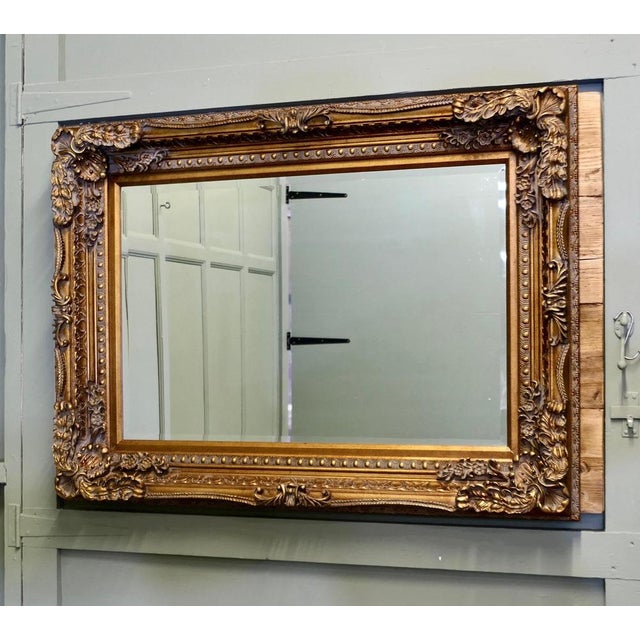 Large Decorative Gilt Bevelled Wall Mirror, 1960s For Sale - Image 4 of 12