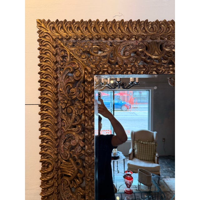 Boho Chic 1920s Hand Carved Bo-Ho Mirror For Sale - Image 3 of 5
