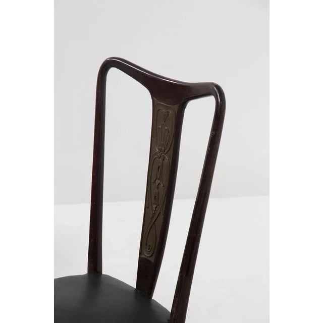 Wood Vintage Italian Dining Chairs in Green Leather, 1950s, Set of 4 For Sale - Image 7 of 11