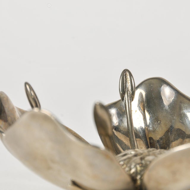1960's Flower Ashtray With Removable Petals Silver Plate Floral Cocktail Ashtray For Sale - Image 9 of 12